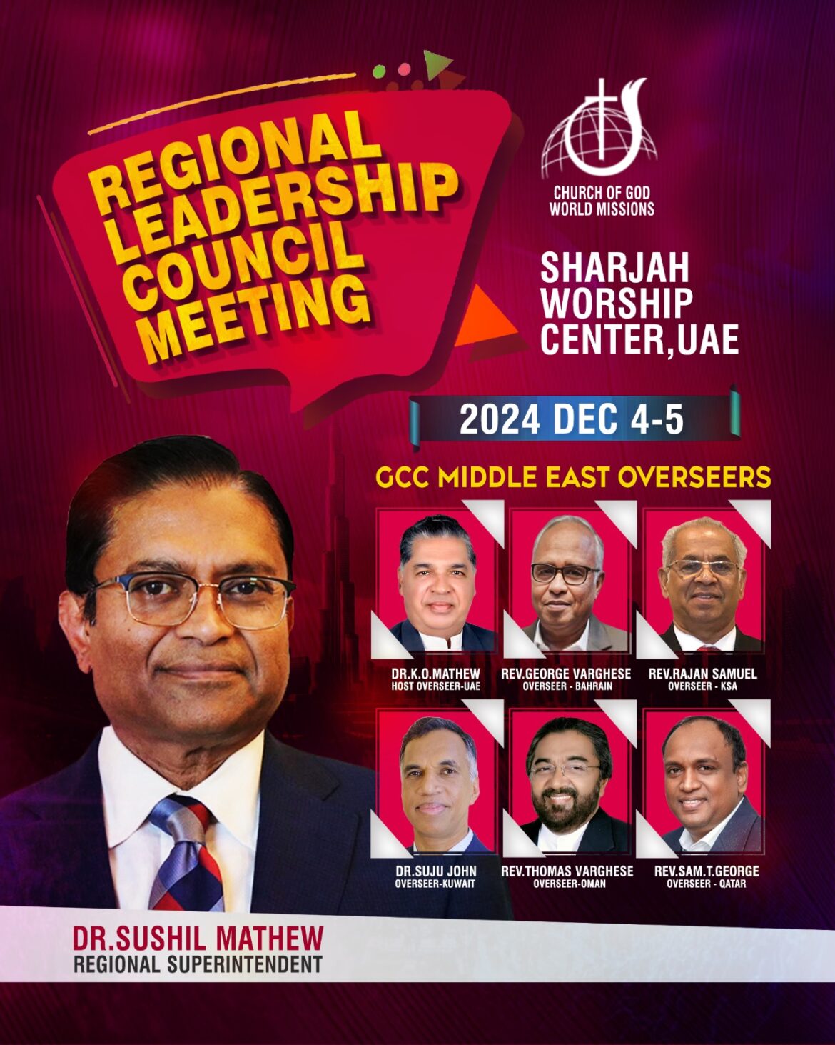 ചർച്ച്‌ ഓഫ് ഗോഡ് GCC മിഡിൽ ഈസ്റ്റ് റീജിയണൽ ലീഡർഷിപ്പ് കൗൺസിൽ ഷാർജയിൽ