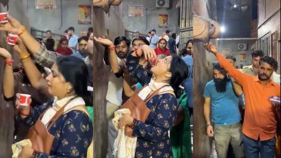 പുണ്യതീര്ത്ഥമെന്ന് കരുതി തീര്ത്ഥാടകര് കുടിയ്ക്കുന്നത് എസിയിലെ വെള്ളം; വിഡിയോ വൈറല്