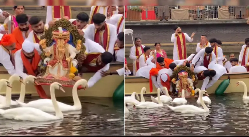 ലണ്ടനിലെ നദിയില് ഗണേശ വിഗ്രഹ നിമജ്ജനം നടത്തിയതിനെതിരെ സോഷ്യല് മീഡിയ, വൈറല് വീഡിയോ