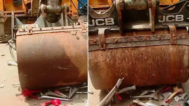 പിടിച്ചെടുത്ത എയര്‍ഹോണുകള്‍ മണ്ണുമാന്തിയന്ത്രം കയറ്റി നശിപ്പിച്ചു, മന്ത്രിയുടെ നിര്‍ദ്ദേശം നടപ്പിലാക്കി എംവിഡി