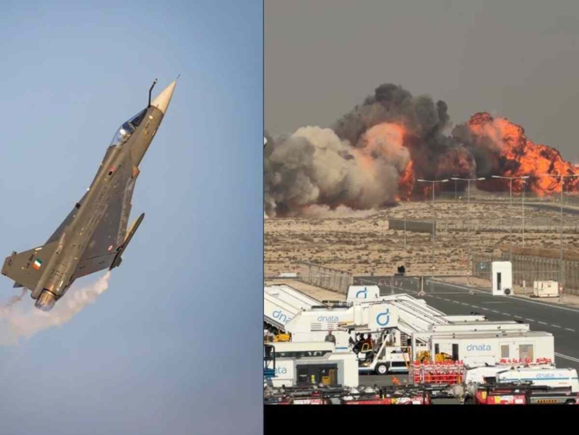 ദുബായ് എയർഷോയിൽ തേജസ് വിമാനം തകർന്നുവീണു, പൈലറ്റ് മരണപ്പെട്ടു