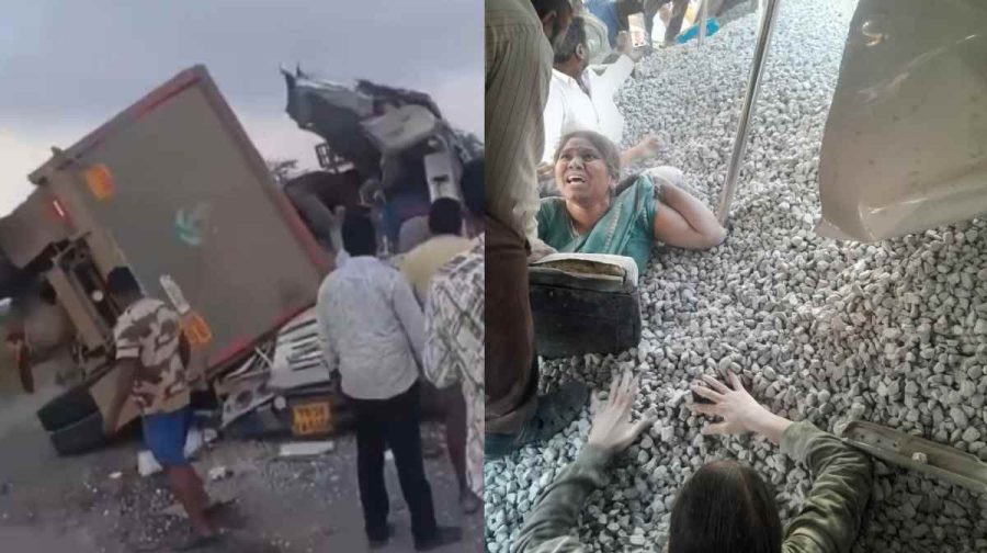 തെലങ്കാനയില്‍ ബസ്സിന് പിന്നിലേക്ക് ടിപ്പര്‍ലോറി ഇടിച്ചുകയറി; 24 മരണം