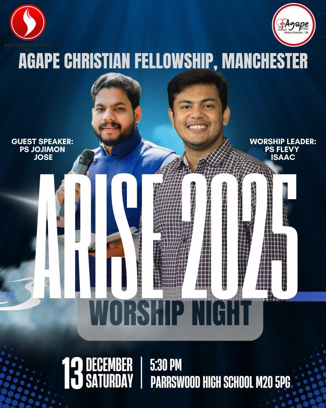 മാഞ്ചസ്റ്ററിൽ എറൈസ് 2025 വർഷിപ് നൈറ്റ് ഡിസംബർ 13 ന്