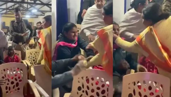 മതപരിവര്‍ത്തനം നടത്തിയെന്ന് ആരോപണം; കാഴ്ചാ പരിമിതിയുള്ള  യുവതിയെ മുഖത്ത് കുത്തിപ്പിടിച്ച്‌ അസഭ്യവര്‍ഷം നടത്തി ബിജെപി നേതാവ്, വീഡിയോ