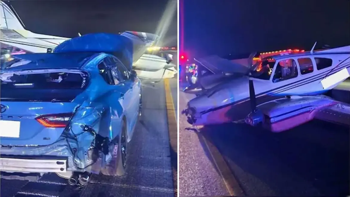 നടുറോഡില്‍‌ വിമാനത്തിന്‍റെ എമര്‍ജൻസി ലാൻഡിംഗ്; യാത്രക്കാര്‍ രക്ഷപ്പെട്ടത് തലനാരിഴയ്ക്ക്