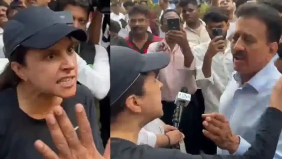 ബിജെപി മന്ത്രിയോട് പരസ്യമായി പൊട്ടിത്തെറിച്ച്‌ യുവതി; വനിതകള്‍ക്കുവേണ്ടി സമരത്തിനിറങ്ങിയ ബിജെപിക്ക് നാണക്കേട്