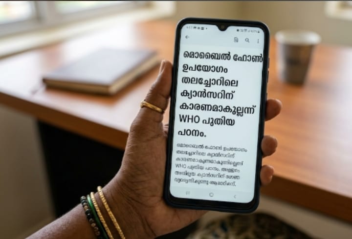 മൊബൈൽ ഫോൺ ഉപയോഗം തലച്ചോറിലെ ക്യാൻസറിന് കാരണമാകുന്നില്ലെന്ന് ഡബ്ല്യു.എച്ച്.ഒ.യുടെ പുതിയ പഠനം