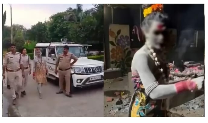 കത്തുന്ന ചിതയിൽ മൃതദേഹ ഭാഗങ്ങൾ ഭക്ഷിച്ചു; ലേഡി അഘോരിയെ പൊലീസ് പിടികൂടി