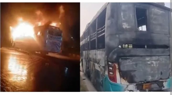 എക്‌സ്പ്രസ്‌വേയിൽ ടൂറിസ്റ്റ് ബസിന് തീപിടിച്ച് 9 മരണം; നിരവധിപേർക്ക് പരുക്ക്
