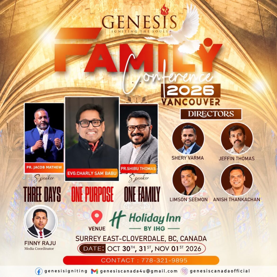 വാൻകൂവറിൽ ജെനസിസ് ഫാമിലി കോൺഫറൻസ് ഒക്ടോബർ 30 മുതൽ; ഒരുക്കങ്ങൾ പൂർത്തിയായി
