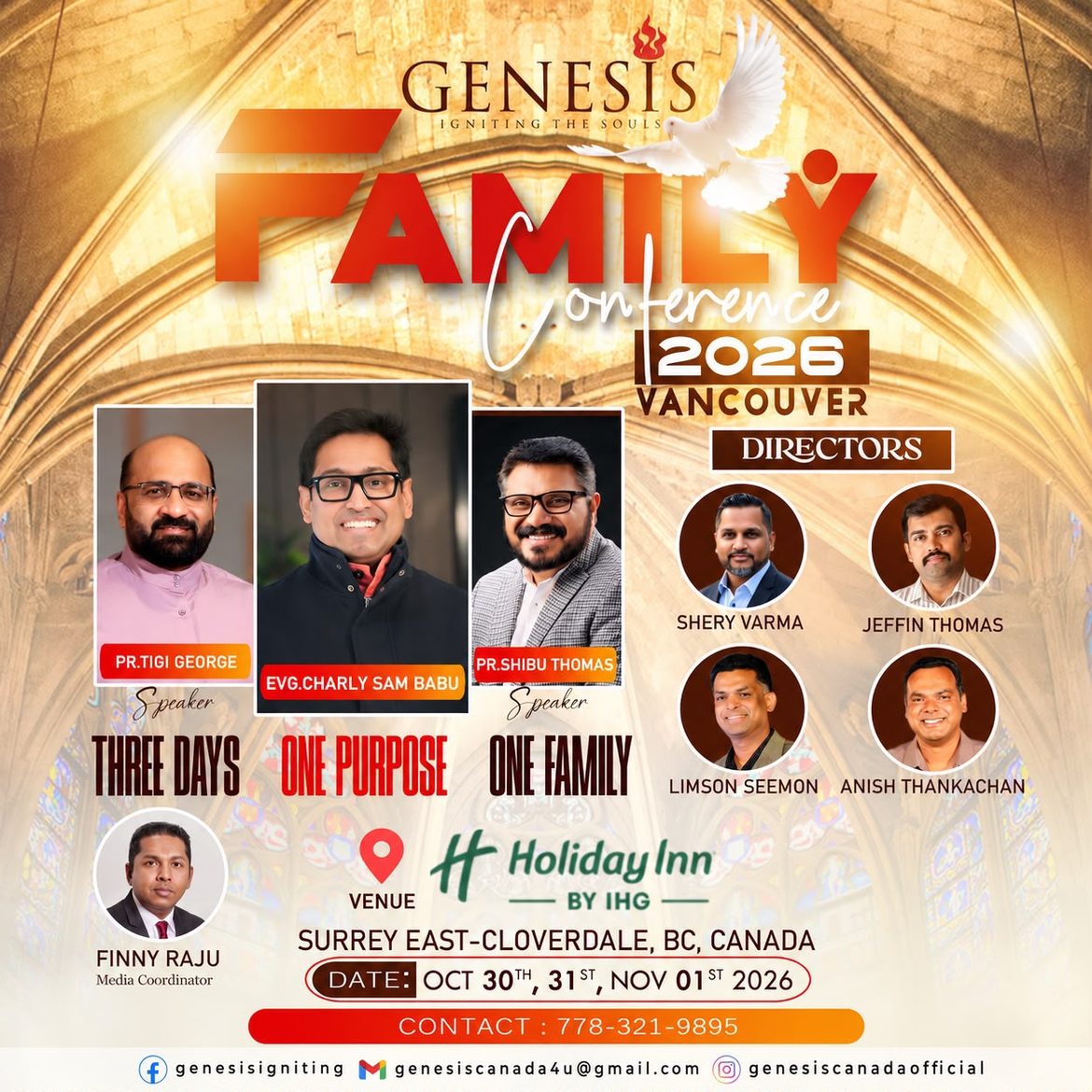 വാൻകൂവറിൽ ജെനസിസ് ഫാമിലി കോൺഫറൻസ് ഒക്ടോബർ 30 മുതൽ നവംബർ 1 വരെ